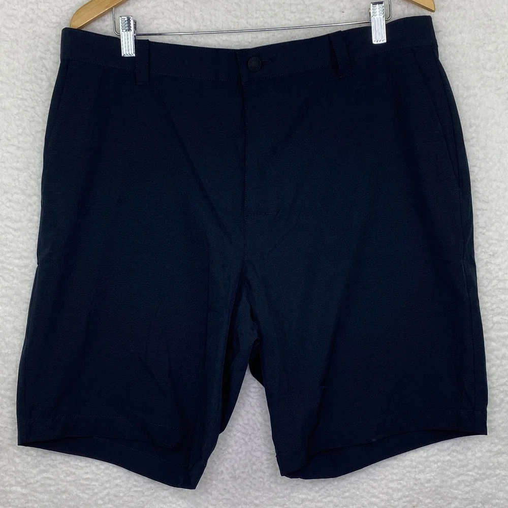 Banana Republic Mens Comfort Flat Front Shorts Navy Blue Stretch Wicking Size 38